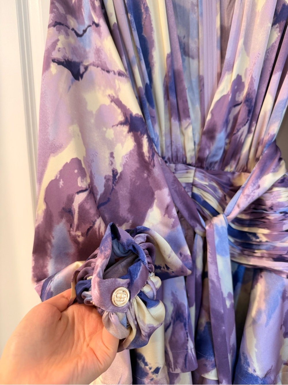New Bronx and Banco Wisteria Bedouin Coastal Wrap Mini Dress in Purple Multi - Picture 10 of 16